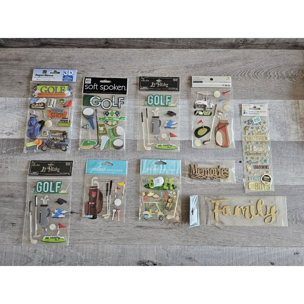 Sticker Lot - Golf Golfing Family Scrapbooking 3D Stickers Jolee's RARE #19